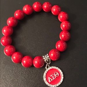 Delta Sigma Theta inspired glass bead bracelet